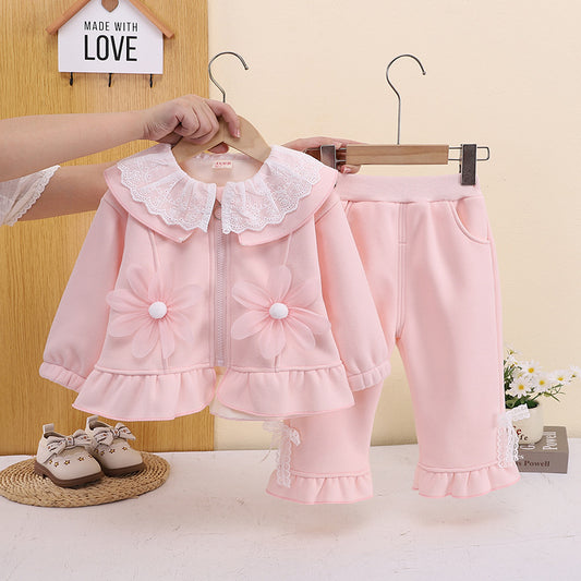 Baby girl winter warm two-piece children's clothing set