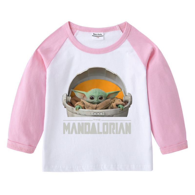 Children's T-shirt with round neck cartoon long sleeves