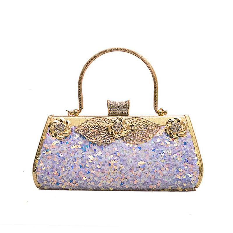 Women Fashion Clutch Purse Sequin Elegant Black Evening Bags Ladies Rhinestone Wedding Party Clutch Handbag Chain Shoulder Bags