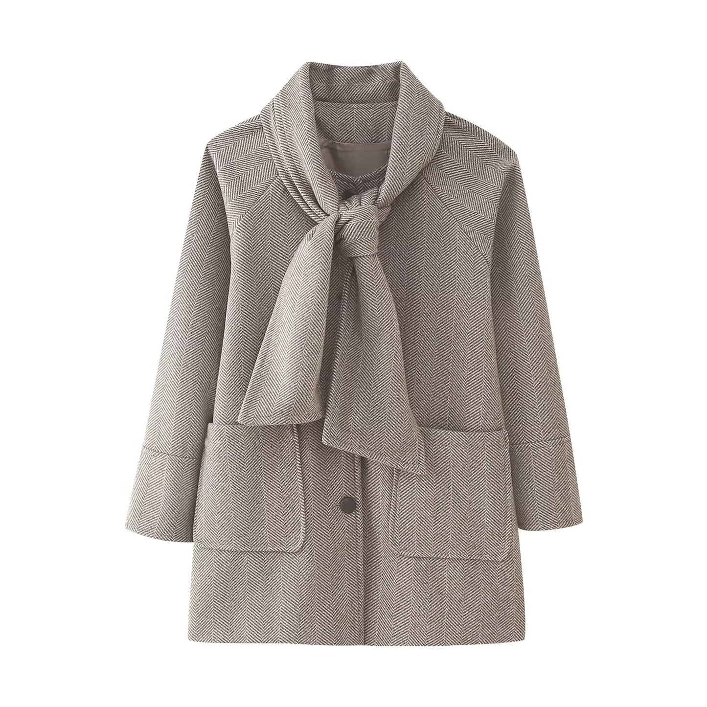 Women's clothing fashionable and simple paired with a scarf style long sleeved coat for women