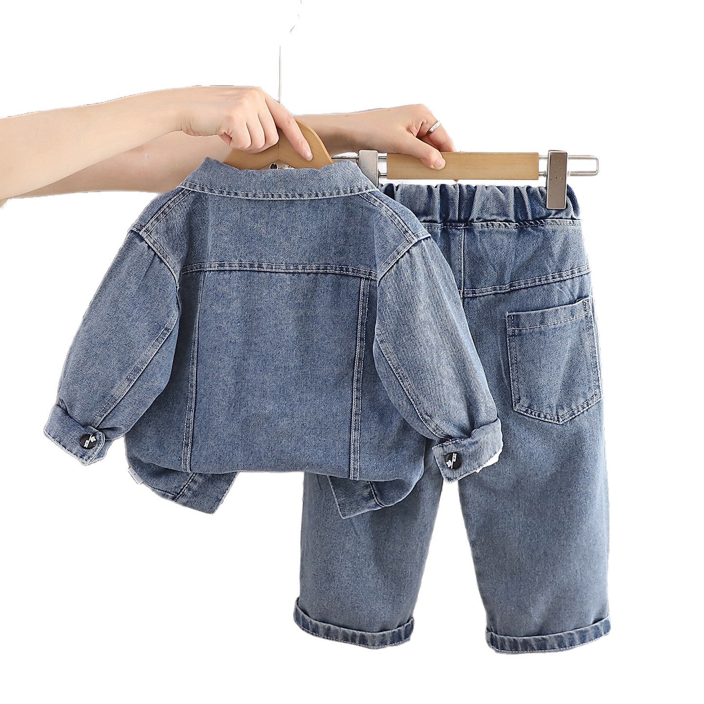 Three piece set of spring and autumn denim clothes
