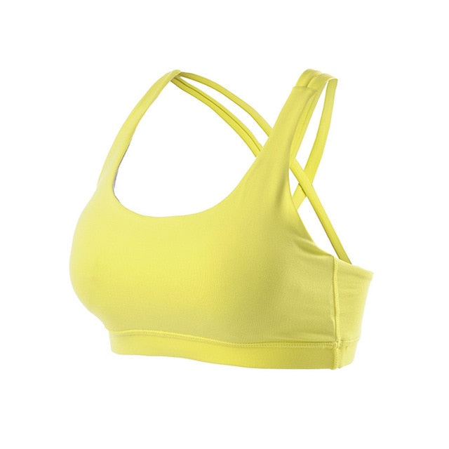 Professional Sport Bra Top Fitness Gym Women Strappy Vest Seamless Padded Yoga Bras Training Tank Top Push up Running Underwear