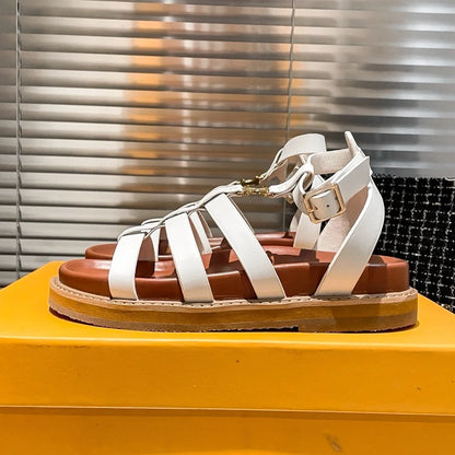 Rome Sandals Women Summer Sandals Size 35-41 Women Open Toe Back Strap Flat Platform Beach Sandals Bohemian Girl's Shoes