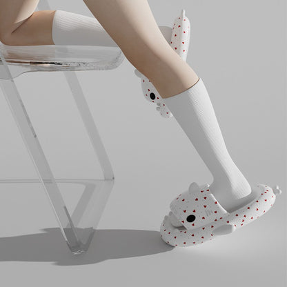 Women Heart Pattern Cartoon Shark Shape Single Band EVA Slippers Platform Cartoon Beach Sandals Woman Shoes
