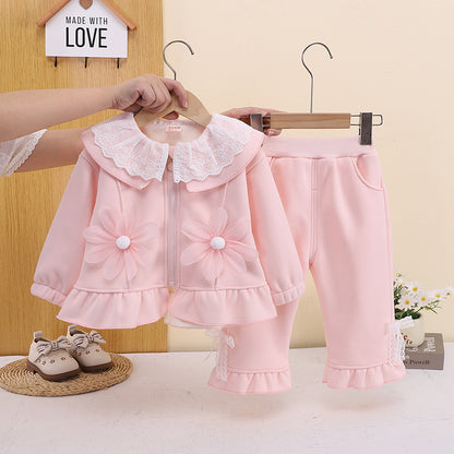 Baby girl winter warm two-piece children's clothing set