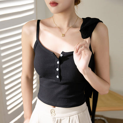 Buttoned Underwear Inner Layer Sexy Backless Upper