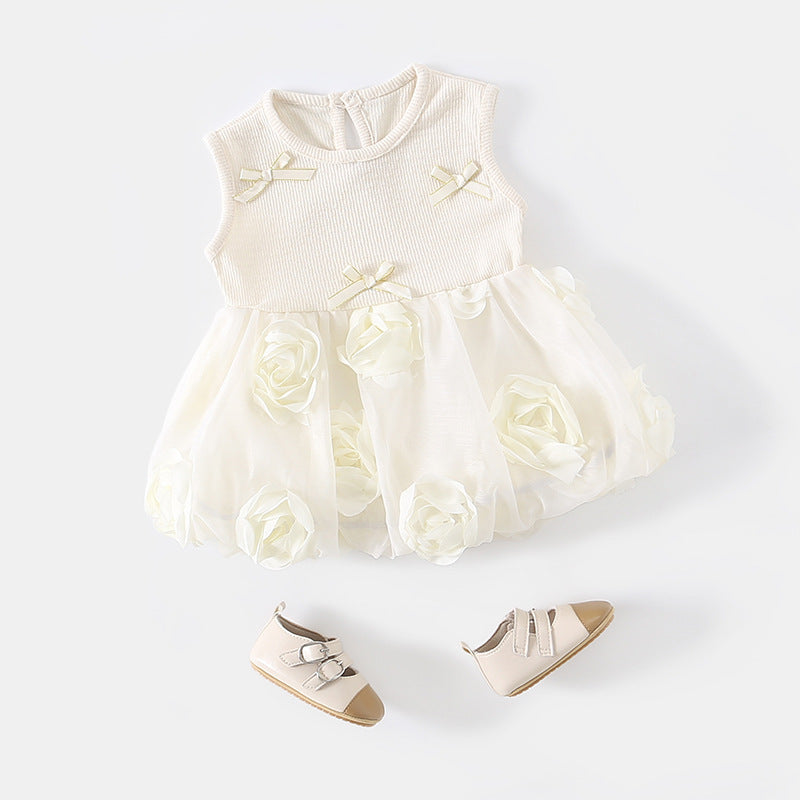 Baby Girl Sleeveless Rose Floral Romper,1st Birthday Clothes