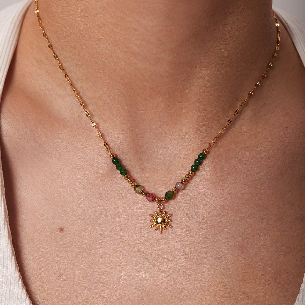 French fashion retro INS style necklace, sun pendant, accessories for women