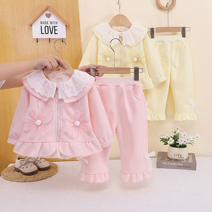 Baby girl winter warm two-piece children's clothing set
