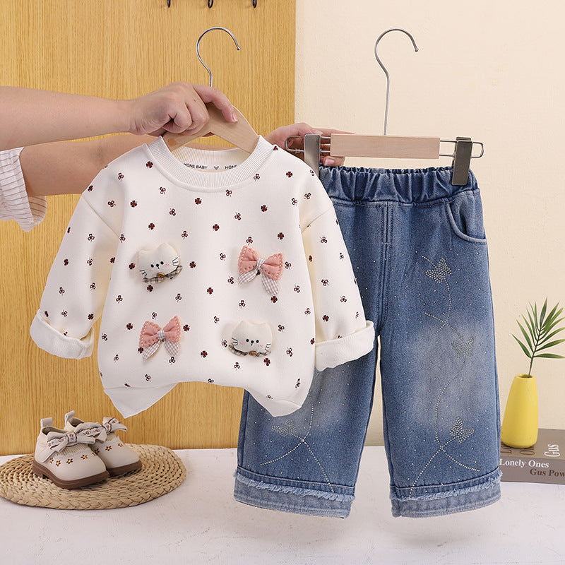 Thick hoodie casual two-piece set