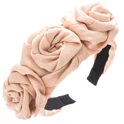 Handmade rose fabric headband for women, retro artificial flower production, elegant and high-end prom hair accessories