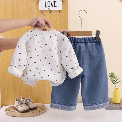 Thick hoodie casual two-piece set