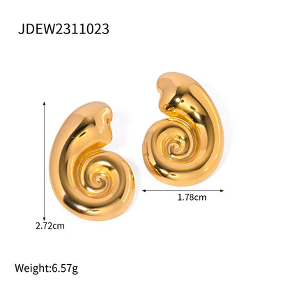 Ins style stainless steel conch spiral loop high-end earrings and earrings accessories for women