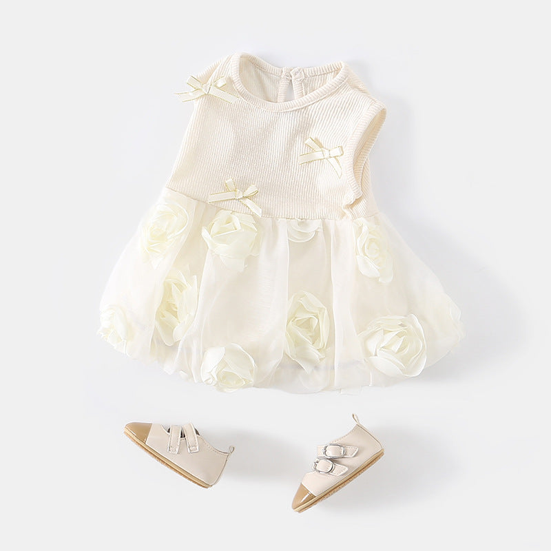 Baby Girl Sleeveless Rose Floral Romper,1st Birthday Clothes