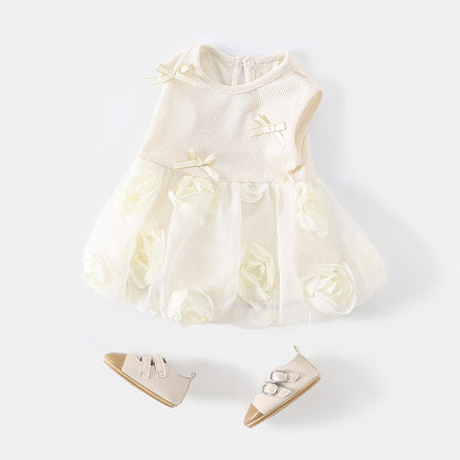 Baby Girl Sleeveless Rose Floral Romper,1st Birthday Clothes