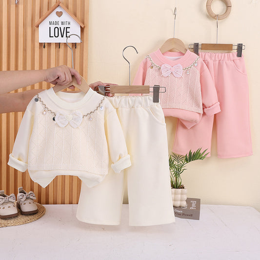 Baby girl autumn hoodie long sleeved two-piece set
