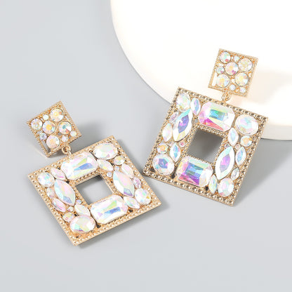Boutique Fashion Women Glass Crystal Big Dangle Earrings For Women Fashion Jewelry Trendy Lady's Statement Earrings Accessories