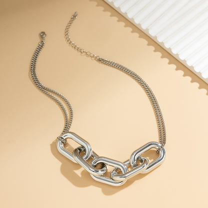 Geometric button versatile necklace for women, minimalist punk style necklaces, exaggerated accessories