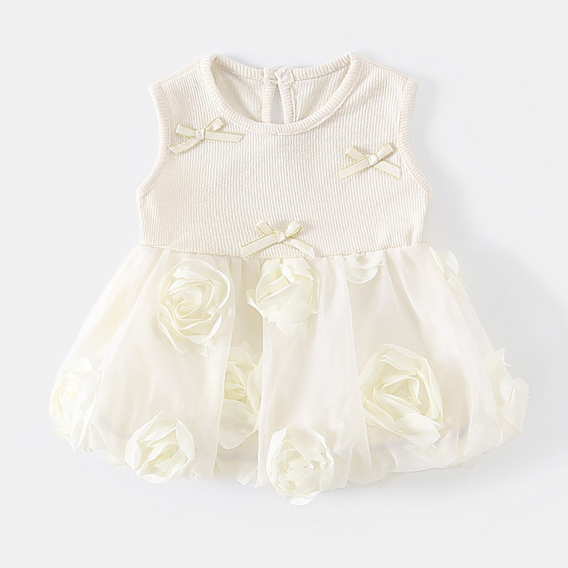 Baby Girl Sleeveless Rose Floral Romper,1st Birthday Clothes