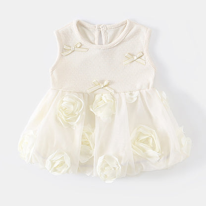Baby Girl Sleeveless Rose Floral Romper,1st Birthday Clothes