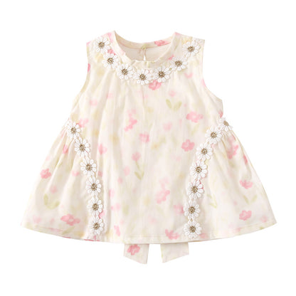 Cute Floral Baby Dress Sweet Princess Style Onesie for Girls