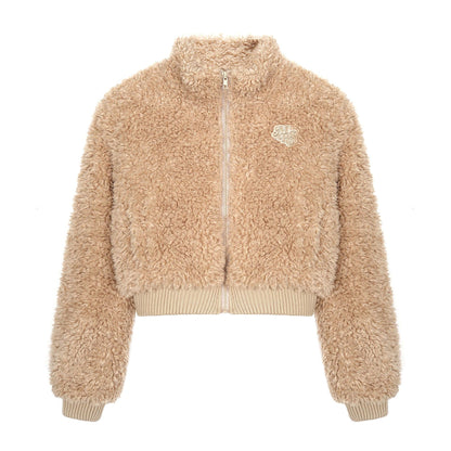 Lamb wool thick short cotton clothing for women