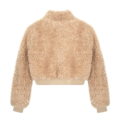 Lamb wool thick short cotton clothing for women