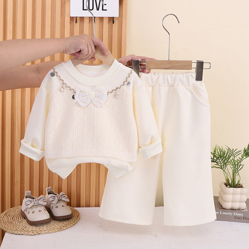 Baby girl autumn hoodie long sleeved two-piece set