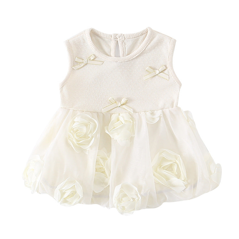 Baby Girl Sleeveless Rose Floral Romper,1st Birthday Clothes