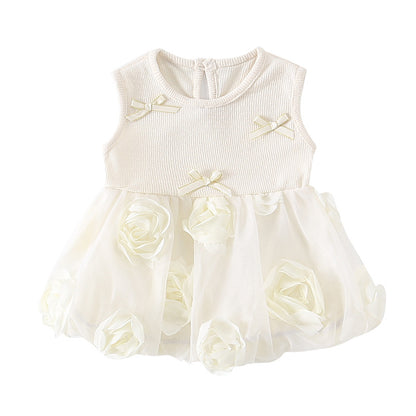 Baby Girl Sleeveless Rose Floral Romper,1st Birthday Clothes