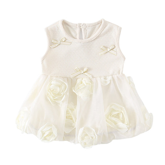 Baby Girl Sleeveless Rose Floral Romper,1st Birthday Clothes
