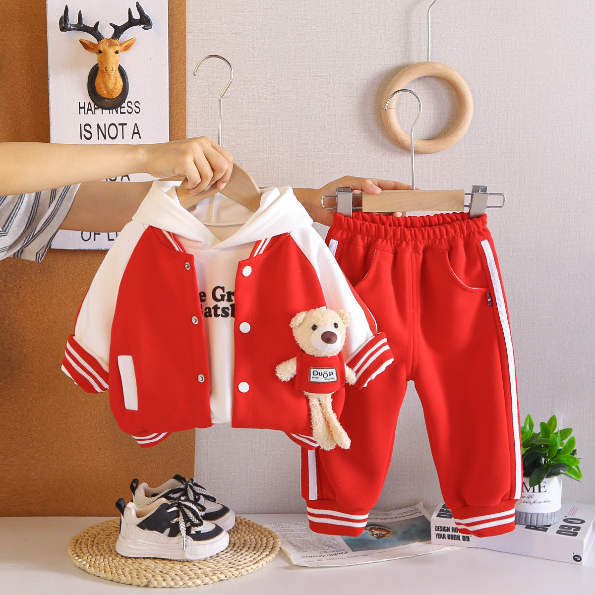Three piece set of children's baseball uniform