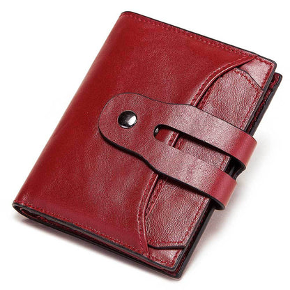 RFID Women Wallets Leather Short Korean Style Multifunctional Bags Leather Women's Multi-Card Coin Purse