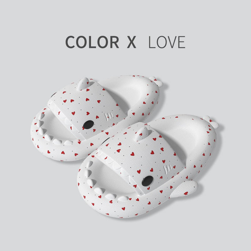 Women Heart Pattern Cartoon Shark Shape Single Band EVA Slippers Platform Cartoon Beach Sandals Woman Shoes