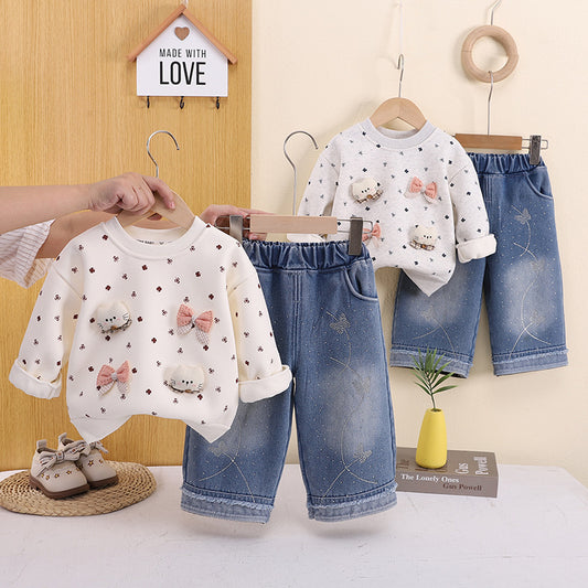 Thick hoodie casual two-piece set