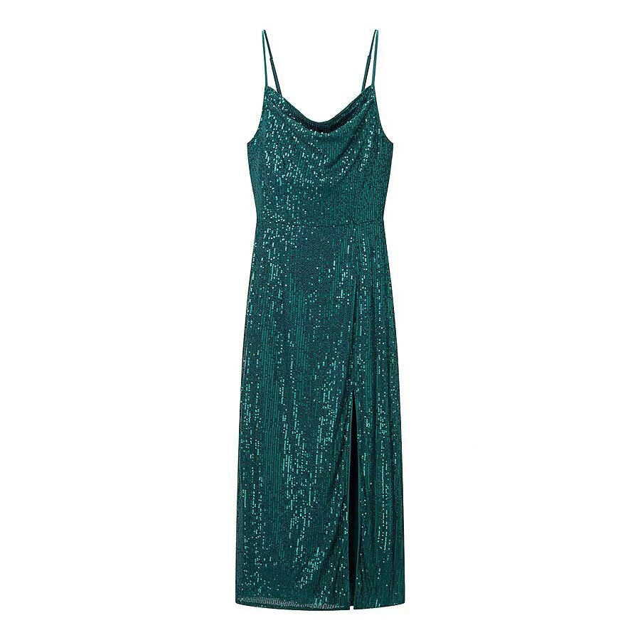 Underwear style slit camisole dress
