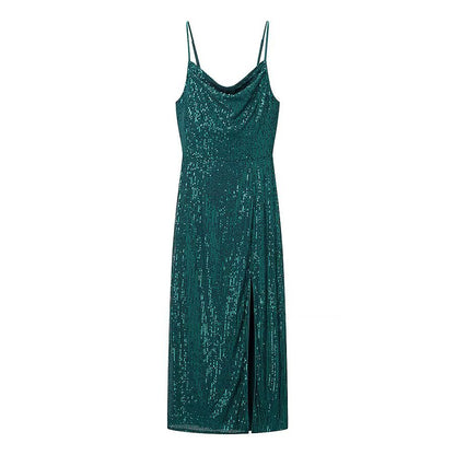 Underwear style slit camisole dress