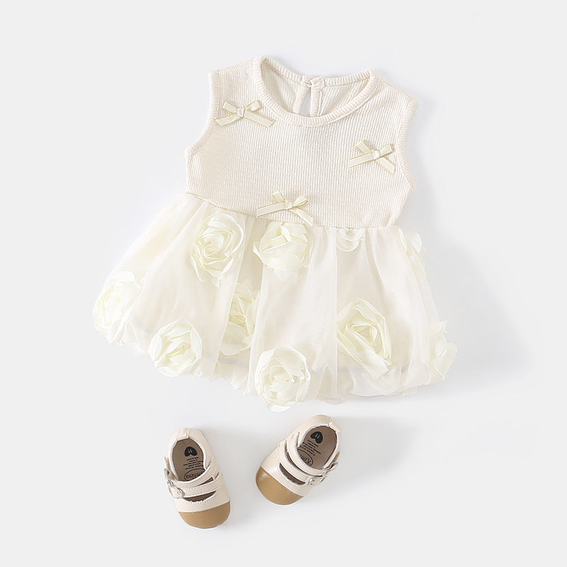 Baby Girl Sleeveless Rose Floral Romper,1st Birthday Clothes