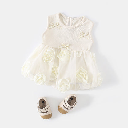 Baby Girl Sleeveless Rose Floral Romper,1st Birthday Clothes
