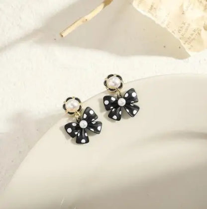 Asymmetrical black and white crystal earrings for women luxury korean accessories