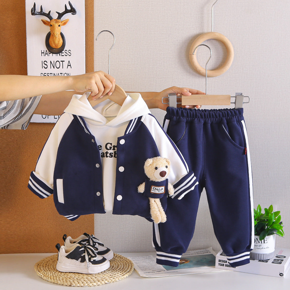 Three piece set of children's baseball uniform