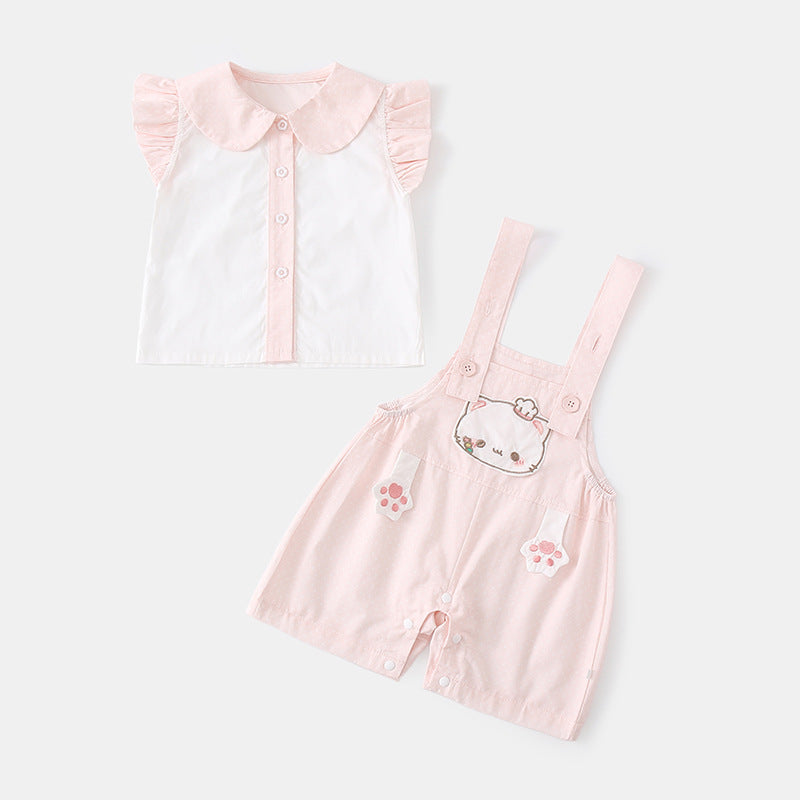 Cute Baby Girls' Set, Striped Short Sleeve Top