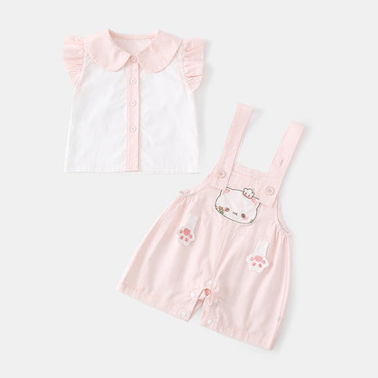 Cute Baby Girls' Set, Striped Short Sleeve Top