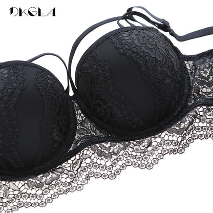 Top Sexy Underwear Set Cotton Push-up Bra and Panty Sets 3/4 Cup Brand Green Lace Lingerie Set Women Deep V Brassiere Black
