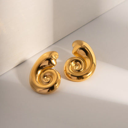 Ins style stainless steel conch spiral loop high-end earrings and earrings accessories for women