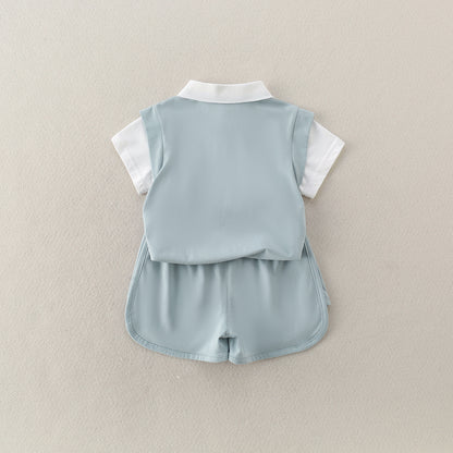 Children's Lightweight Cartoon Printed Short Sleeve Two-Piece Set