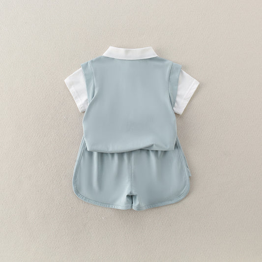 Children's Lightweight Cartoon Printed Short Sleeve Two-Piece Set