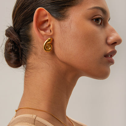 Ins style stainless steel conch spiral loop high-end earrings and earrings accessories for women
