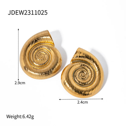 Ins style stainless steel conch spiral loop high-end earrings and earrings accessories for women