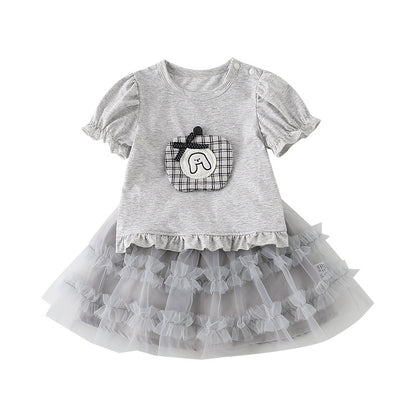 Girls' Outfit Set Cartoon Romper Short Sleeve